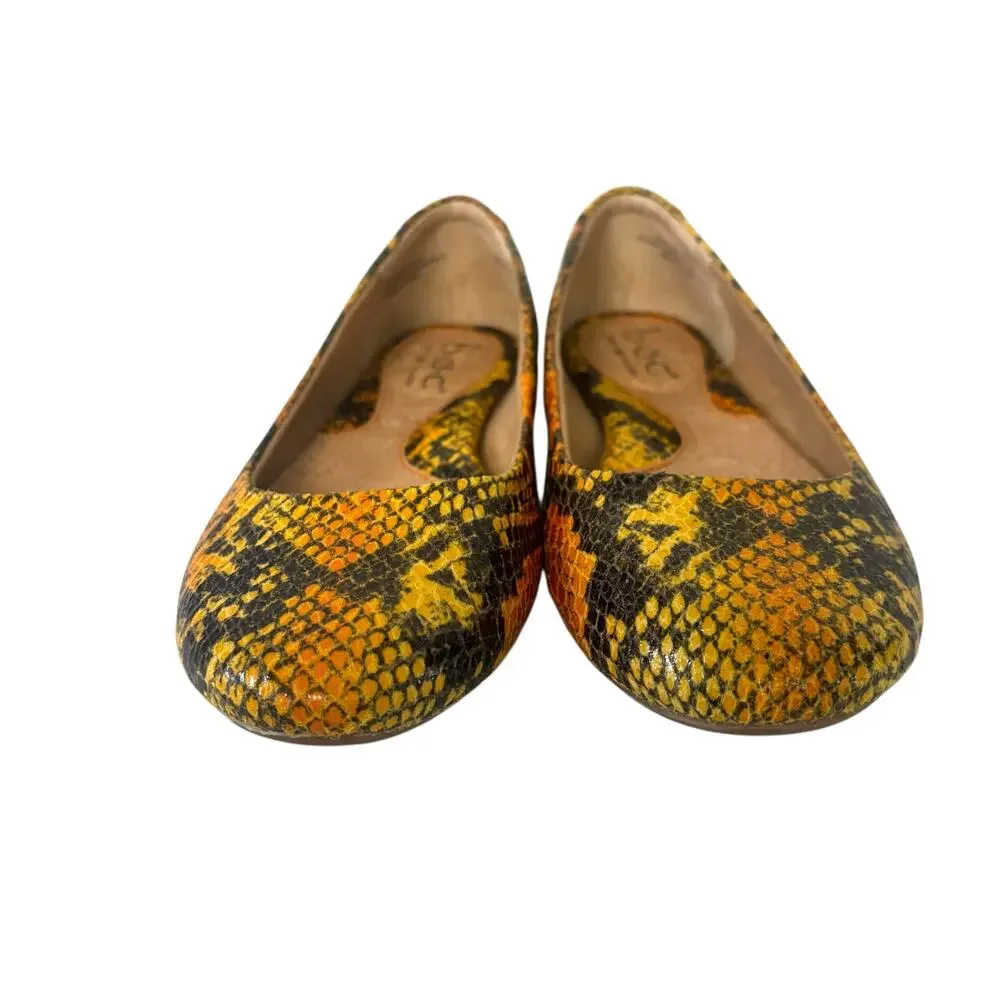BOC Born Concepts Women’s Ballet Flat Yellow Black Snakeskin Print Shoes Size 6